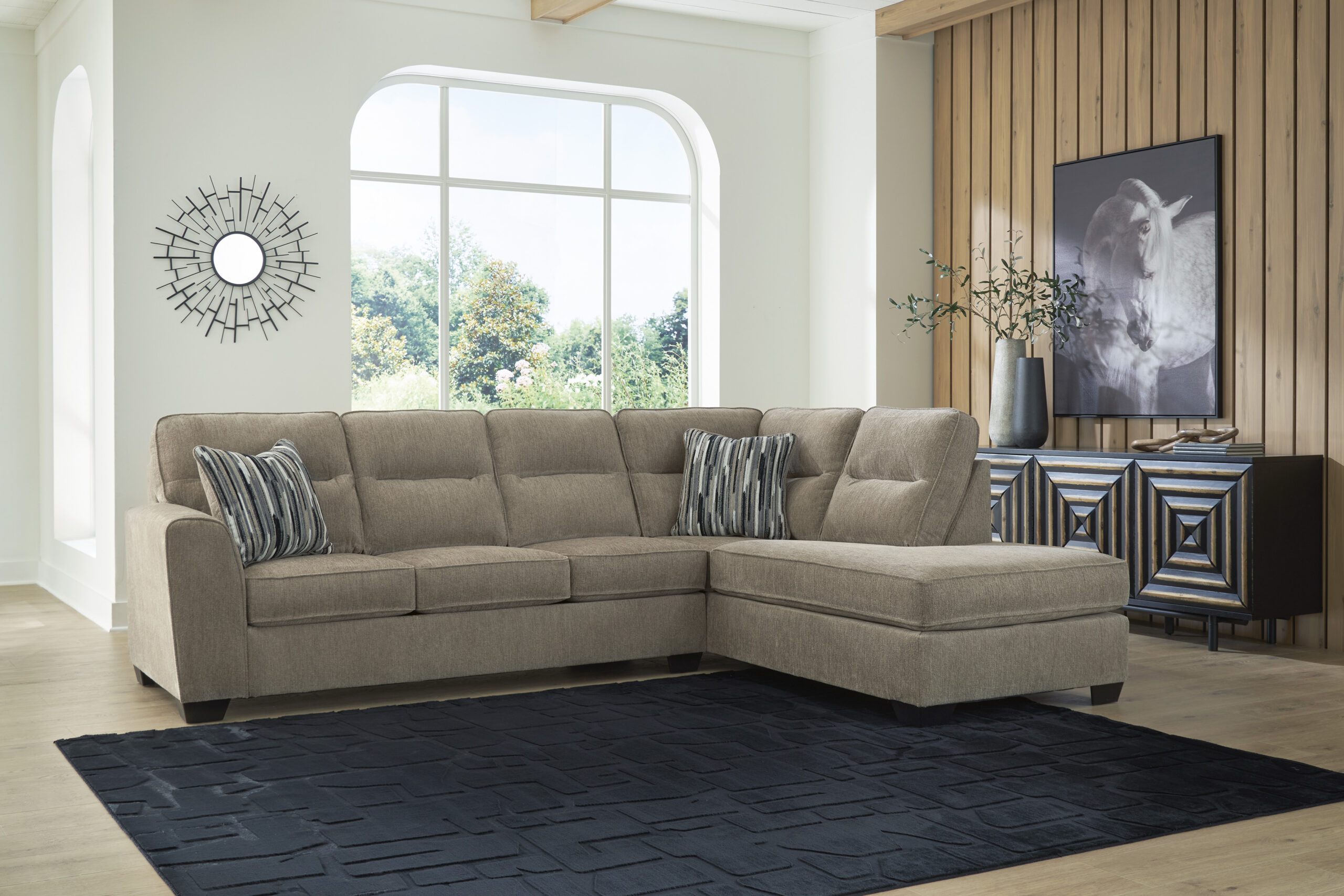 Olten 2-Piece Sectional with Chaise Mocha Right Arm Facing By Ashley Furniture
