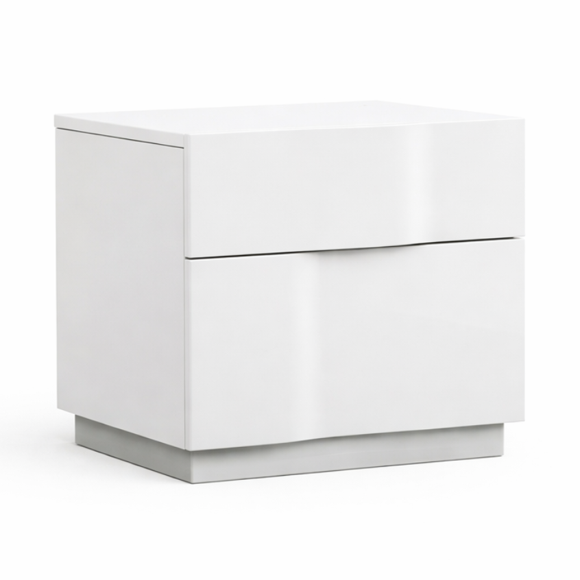 Hazel King Solid Wood White Lacquer Lift-Top Platform Bed Set with Under-Bed Storage, Built-In Vanity, LED, USB,