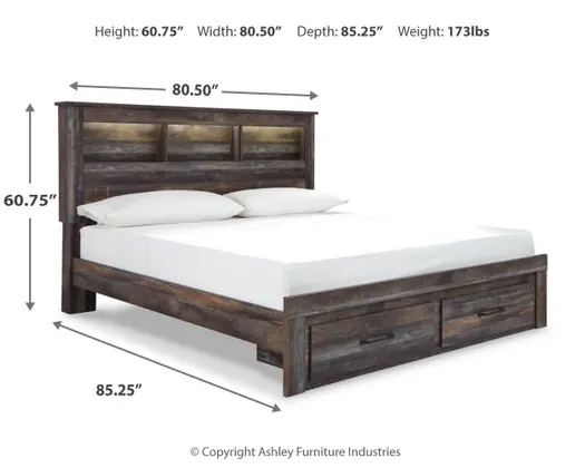 Drystan King Bookcase Bed with 2 Storage Drawers By Ashley Furniture