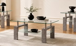 IF 2061 (Grey Faux Marble) - 3Pc Coffee Set