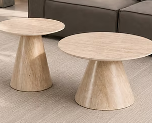 IF 2202 - 2Pc Coffee Table Set (Light Travertine Stone Top)