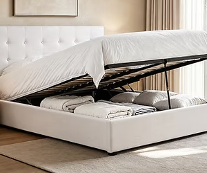 IF 5446 (Cream Fabric) - 54" Double Lift Bed