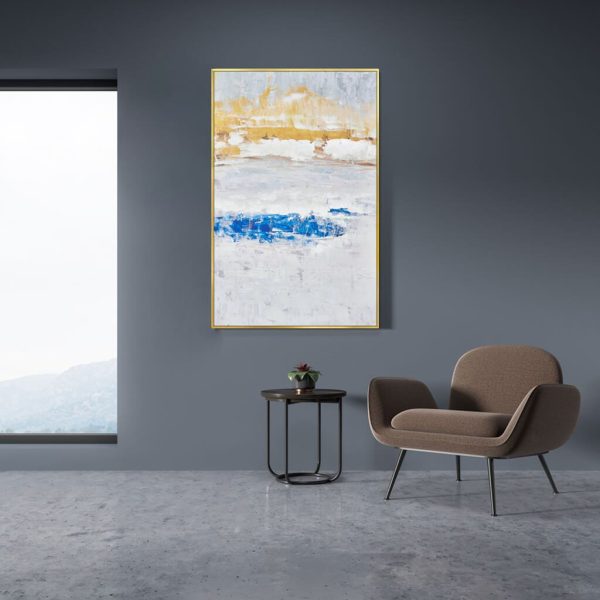 "Golden Mountains" Framed Canvas Hand Painted Artwork