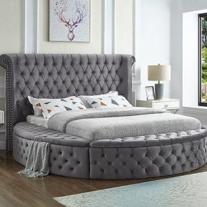 Stallion Grey Velvet Fabric Bed