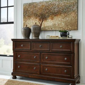 Porter Queen Panel Bed with Mirrored Dresser, Chest and 2 Nightstands By Ashley