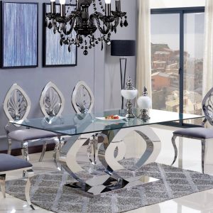 New York Rectangular Glass and Chrome Table
