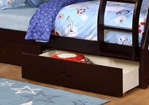 Espresso Wooden Bunk Bed Drawers
