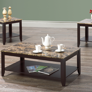 Perry Brown Marble 3 Piece Coffee Table Set!