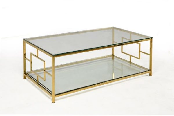 Atlas Gold Rectangular Two Tier Coffee Table