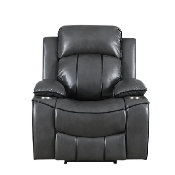 David Grey Power Recliner, LED Ambient Lighting USB Charing Ports, Living Room S