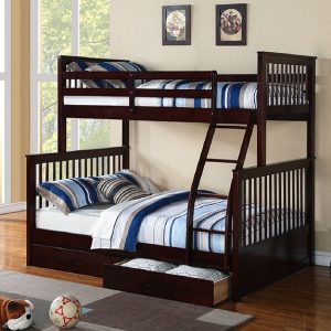 Espresso Wooden Bunk Bed Drawers