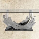 Crescent Designer Gold Base and Clear Glass Dining Table 80"