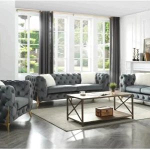 Retro Deep Tufted 3 Piece Living Room Set In Green