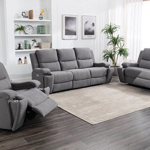 Erik Power Loveseat Recliner Soft Grey Fabic