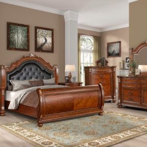 Prince Traditional Wood Queen Sleigh Bedroom Set