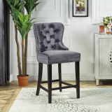 Set of 2 Clara Grey Velvet Bar Stool $334.98 Each
