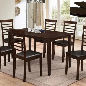 Wynn Espresso Wood Table With Hideaway Butterfly Leaf Extension