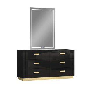 Ivy Black and Gold Luxury Queen Bedroom Suite