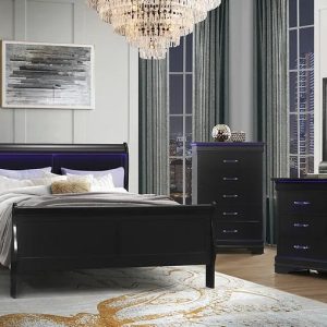 Isabella Modern Day Louis Phillipe Black 7 Piece King Bedroom Set
