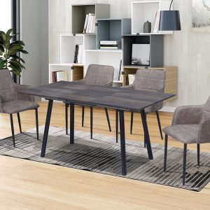 Evan and Forest 5 Piece Butterfly Extension Table, Charcoal Brown Shelter Arm Ch