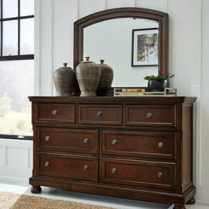 Porter King Panel Bed with Mirrored Dresser, Chest and 2 Nightstand By Ashley Si