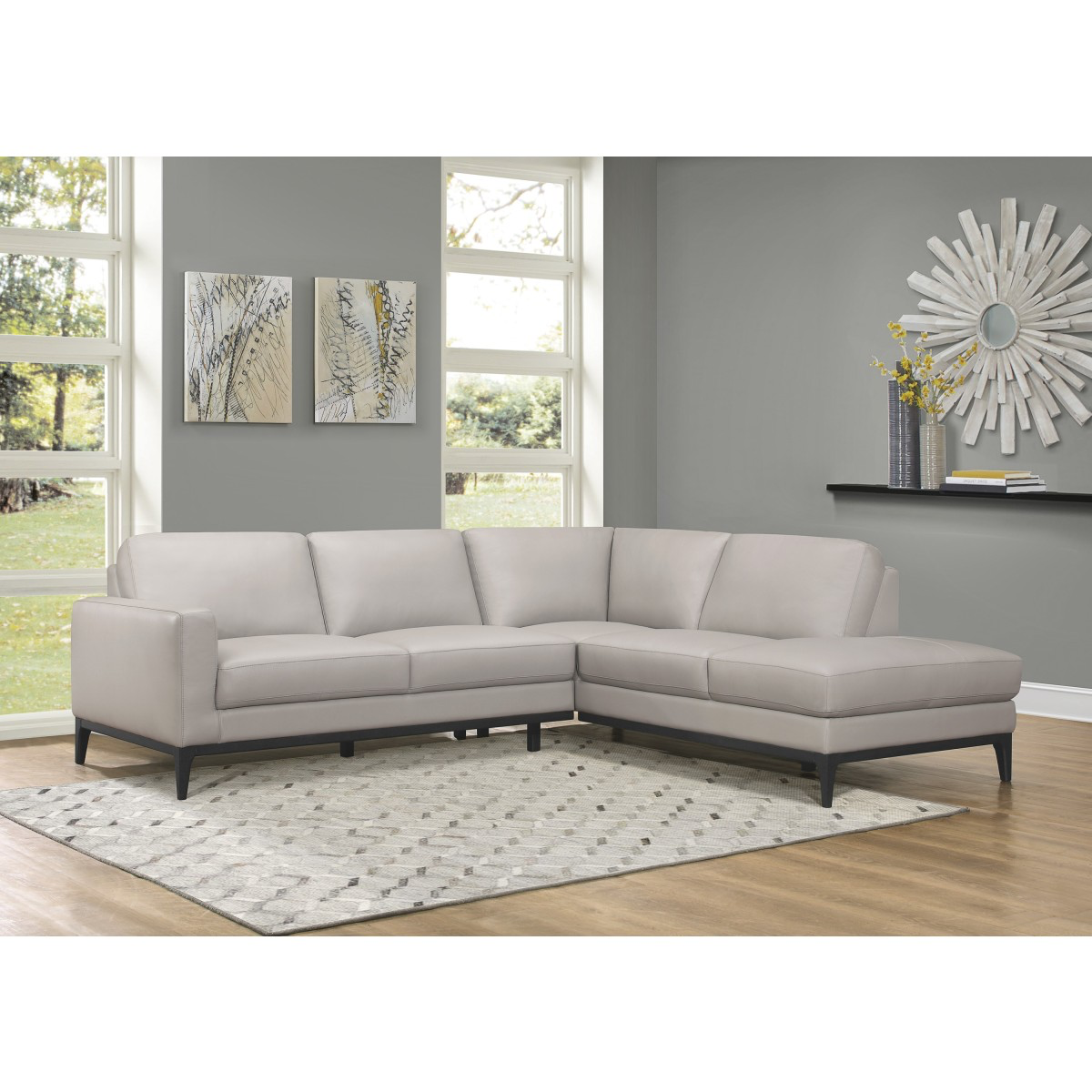 Nico Modern Elegant Gray Leather Sectional Nico Modern Elegant Gray Leather Sectional