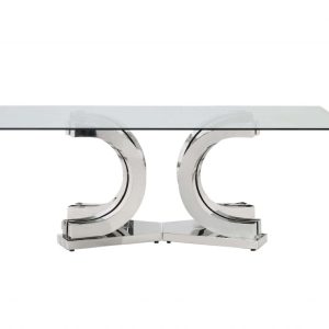 Leone Dining Chrome and Glass Rectangle Table
