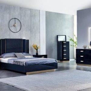Ivy Black and Gold Luxury King Bedroom Suite