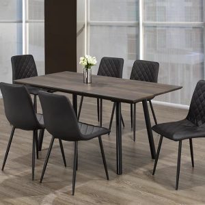Lucy Black Chairs and Evan Dining Table 7 Piece Set