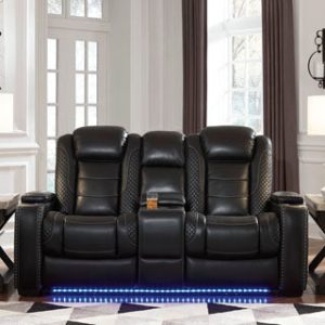 Party Time Power Reclining Loveseat in Midnight by Ashley Signature