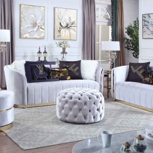 Paisley Grey Velvet 3 Piece Living Room Set