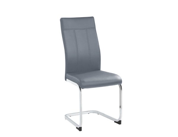 Jackie and Maria 7 Piece Clear Glass Table and Grey Chairs