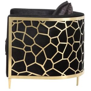 Fergal Black Honeycomb Gold Metal 3 Piece Living Room Set