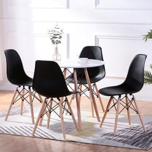 Ice 5 Piece Eiffel Table and Chairs Set Black