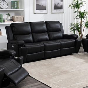 Erik Power Sofa Recliner Black Leather Match Fabric