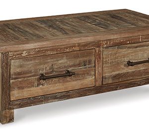 Randale Rustic Coffee Table Drawers Storage Space By Ashley Signature