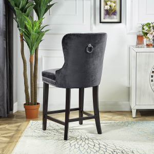 Set of 2 Clara Grey Velvet Bar Stool $334.98 Each