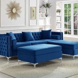 Amber Blue Reversible Sofa Sectional with Chaise