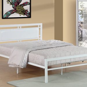 Fowler Metal and Leather Match Headboard Twin/Single Platform Bed White