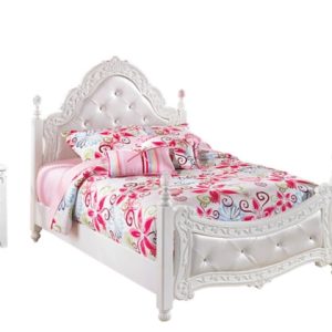 Exquisite Full Poster Bed with Mirrored Dresser, Chest and Nightstand by Ashley