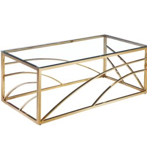 Declan Gold and Glass Geometric Coffee Table