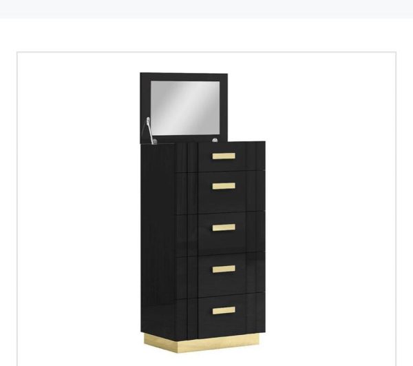 Ivy Black and Gold Luxury Queen Bedroom Suite