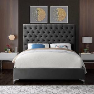 Jocelynn Tufted Upholstered Low Profile Platform Bed Queen Grey