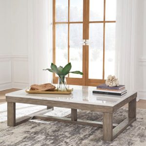 Loyaska Coffee Table Natural Marble Top By ASHLEY Signature