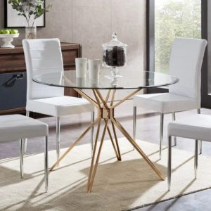 Melissa Glass And Gold Metal Dining Table