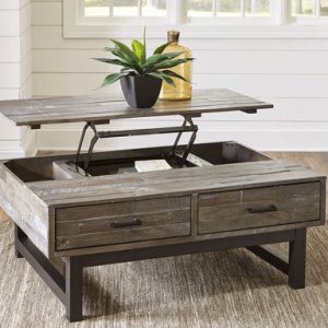 Mondoro Coffee Table with Lift Top Industrial Look By ASHLEY Signature