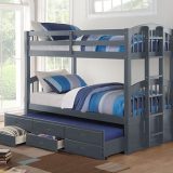 Suzie White Trundle Single/Single/Single Bunk Beds with 3 Storage Drawers White