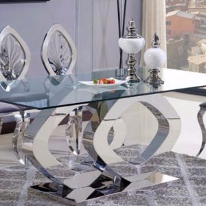 New York Rectangular Glass and Chrome Table