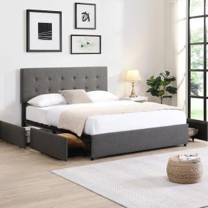 Berre Tufted Upholstered 4 Drawer Bed Set in Double