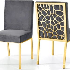 Honeycomb Grey and Silver Velvet Dining Pairs $399.99 Set of 2 Each